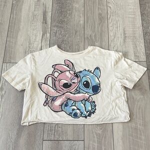 Disney Junior’s Stitch Character Cropped T-Shirt - Cream
